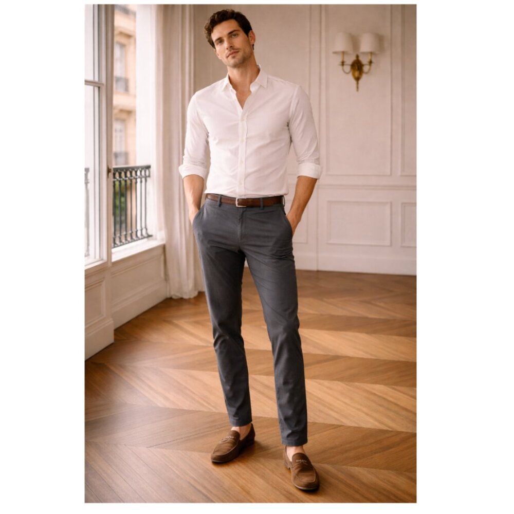 ☀️ MEN'S English Laundry Dark Gray Trousers Business Casual Pants 32 x 32 Cotton